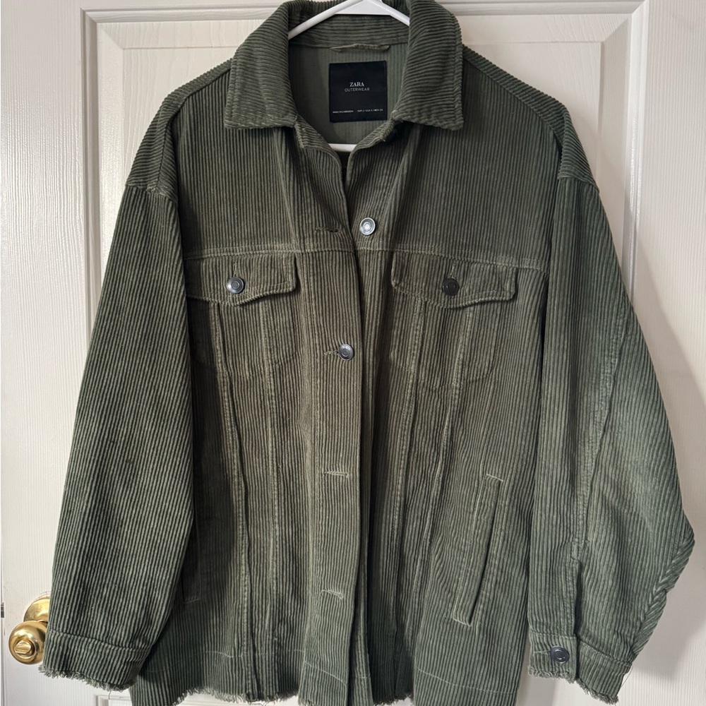 Zara Green Corduroy Oversized Jacket